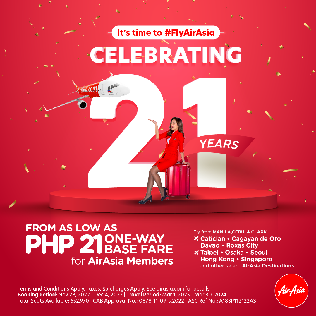 AirAsia's 21st Birthday Sale - Fares On Sale From RM21 To